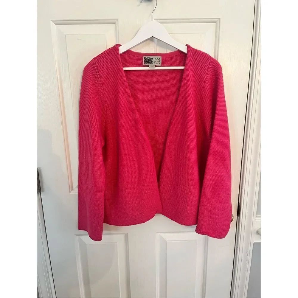 Habitat Pink Cotton Open Front Cardigan Sweaterโsz L NWOT